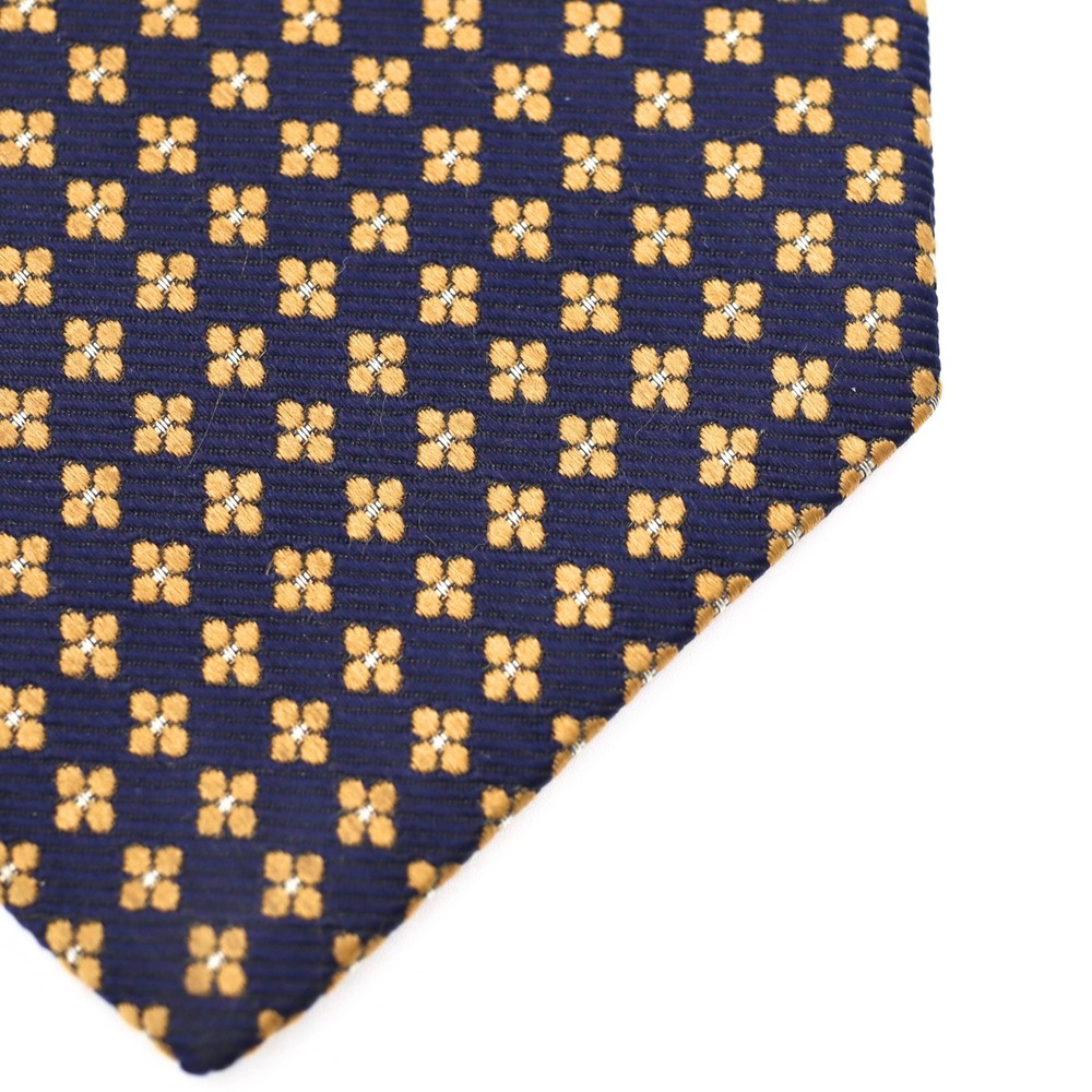 Brooks Brothers Makers Silk Tie Blue Gold Floral Medallion Woven England USA - Picture 3 of 6